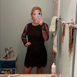 black lace mini dress